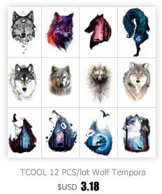 HXMAN Wolf Temporary Tattoo Stickers Waterproof Women Fake Hand Animal Tattoos Adult Men Body Art 9.8X6cm A-085