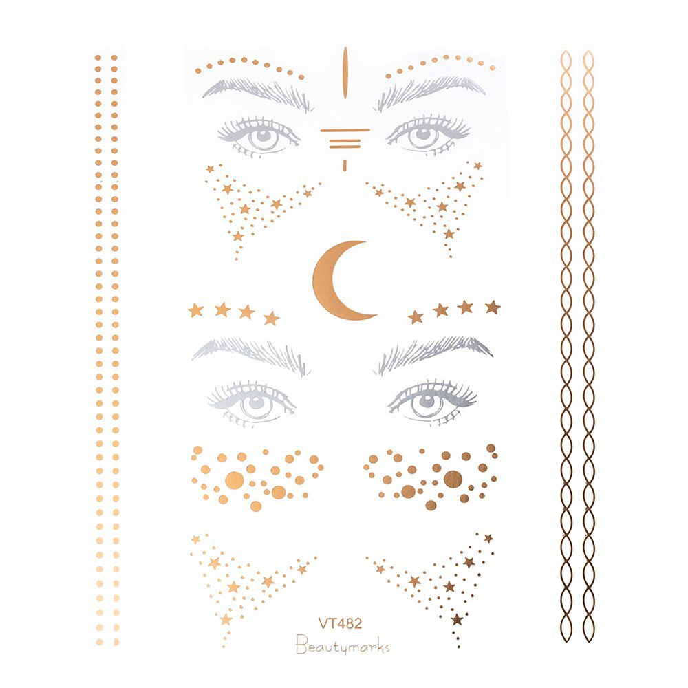 2019 New Gold Face Temporary Tattoo Waterproof Blocked Freckles Makeup Stickers Eye Decal Wholesale