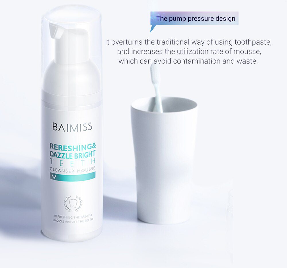 BAIMISS Fresh Shining Tooth-Cleaning Mousse Toothpaste Teeth Whitening Oral Hygiene Removes Plaque Stains Bad Breath Dental Tool