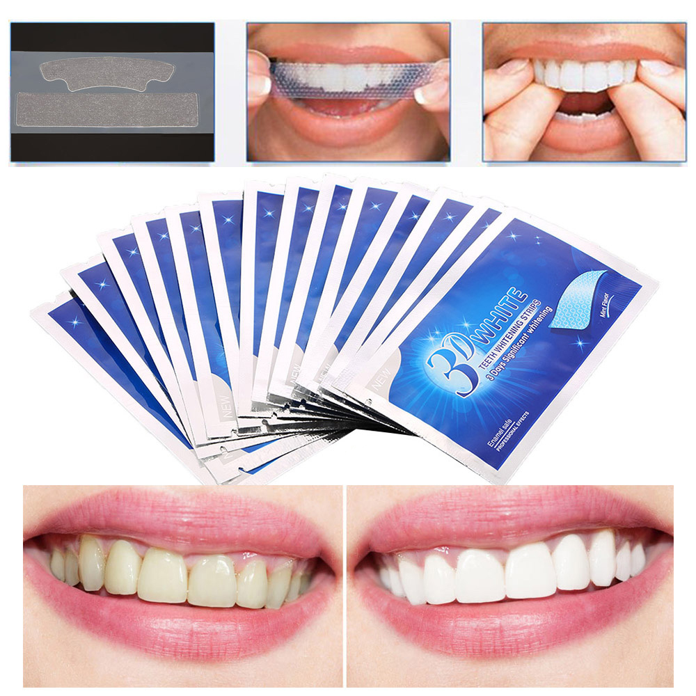 2pcs/Bag Professional 3D Teeth Whitening Strips Dental Bleaching Advanced White Gel Strips Oral Hygiene Care Dental Tools TSLM2