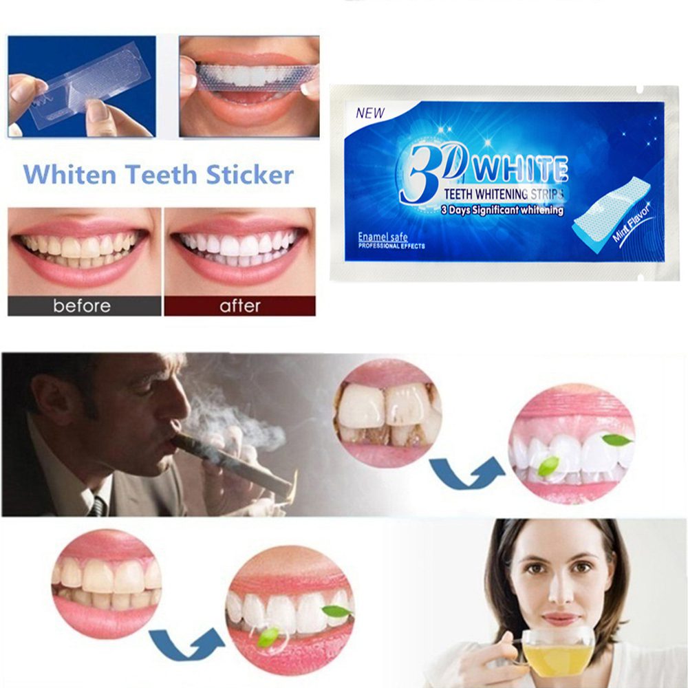 2pcs/Bag Professional 3D Teeth Whitening Strips Dental Bleaching Advanced White Gel Strips Oral Hygiene Care Dental Tools TSLM2