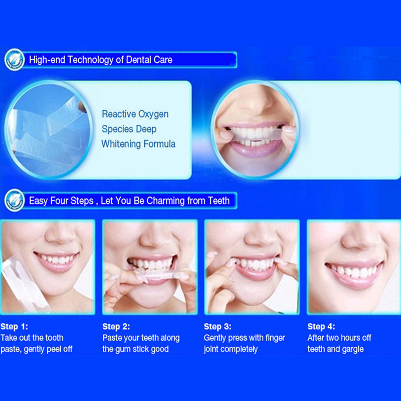 2pcs/Bag Professional 3D Teeth Whitening Strips Dental Bleaching Advanced White Gel Strips Oral Hygiene Care Dental Tools TSLM2