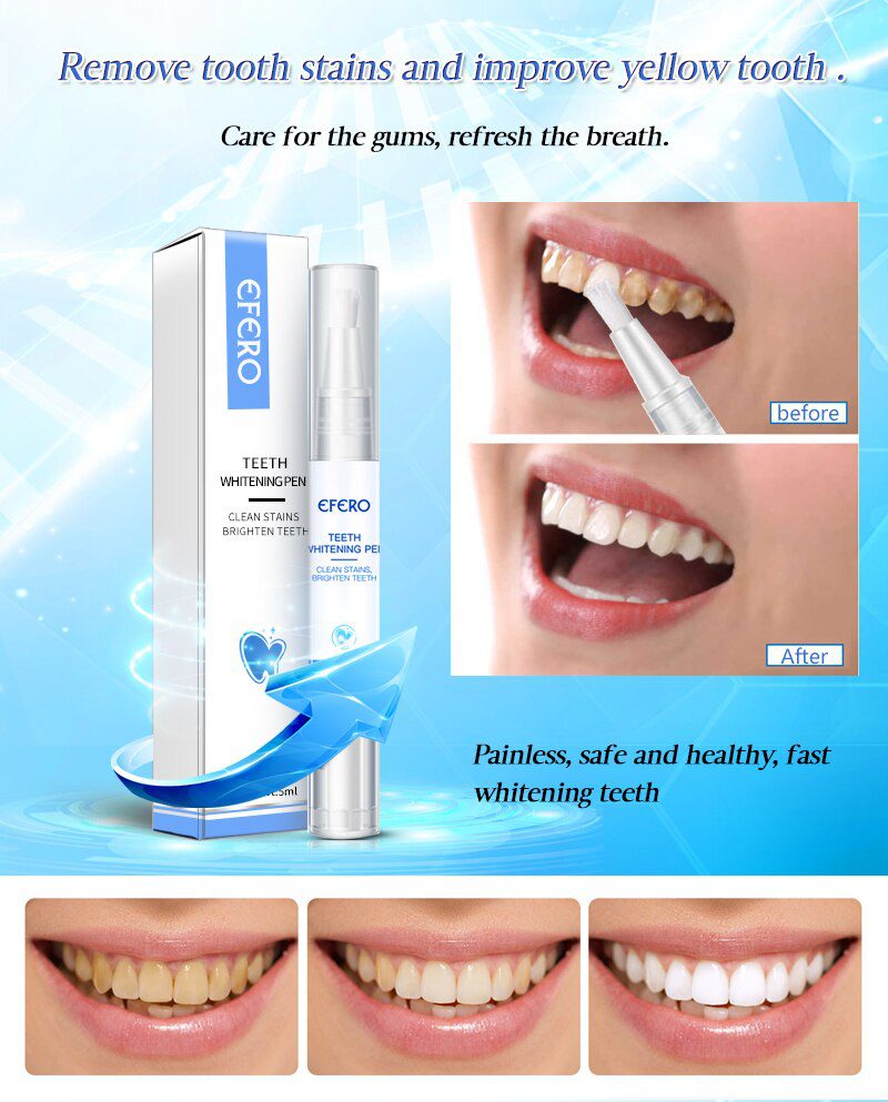 EFERO White Teeth Whitening Pen Tooth Gel Whitener Bleach Remove Plaque Stains Dental Tools Oral Hygiene Teeth Cleaning Serum