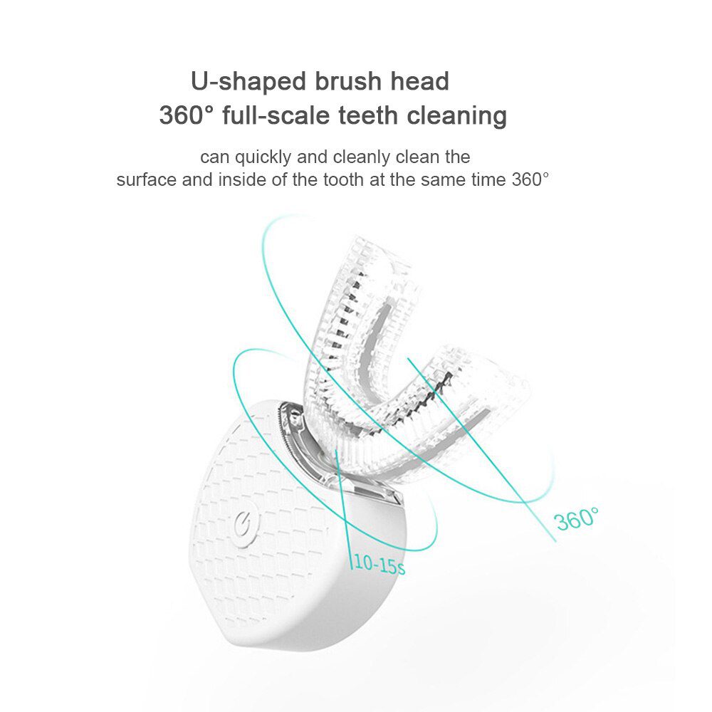 360 Degrees Intelligent Automatic Sonic Electric Toothbrush U Type 4 Modes Tooth Brush USB Charging Tooth Whitening Blue Light