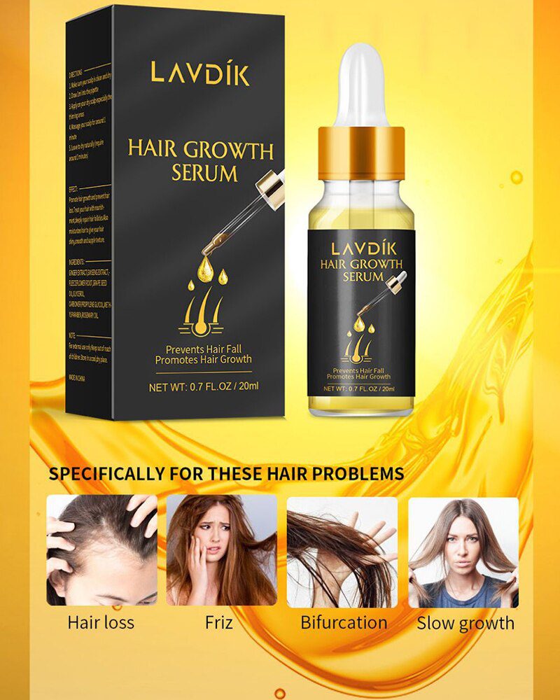 LAVDIK Ginger Fast Hair Growth Serum Essential Oil Anti Preventing Hair Lose Liquid Damaged Hair Repair Growing Dropship TSLM1