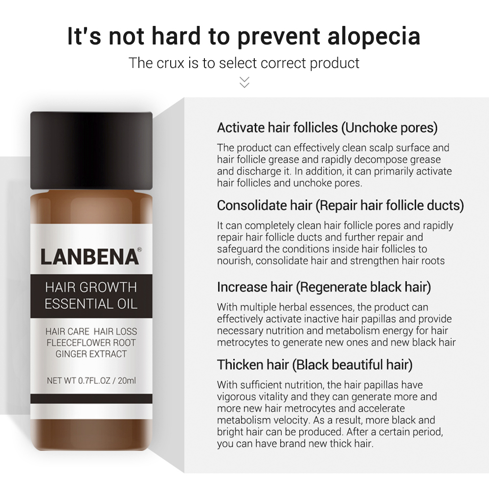 LANBENA Fast Powerful Hair Growth Essence Products Essential Oil Treatment Preventing Hair Loss Hair Care Andrea 20ml !