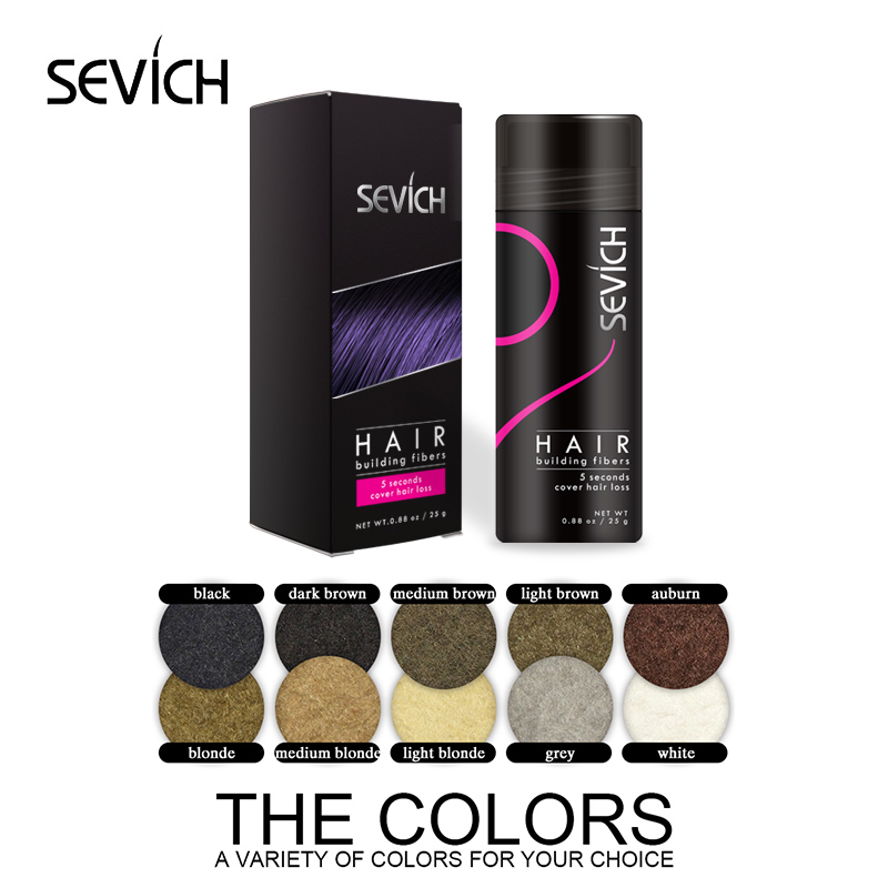 Sevich 25g hair building fibers powder hair loss products bald extension thicken hair spray jar keratin