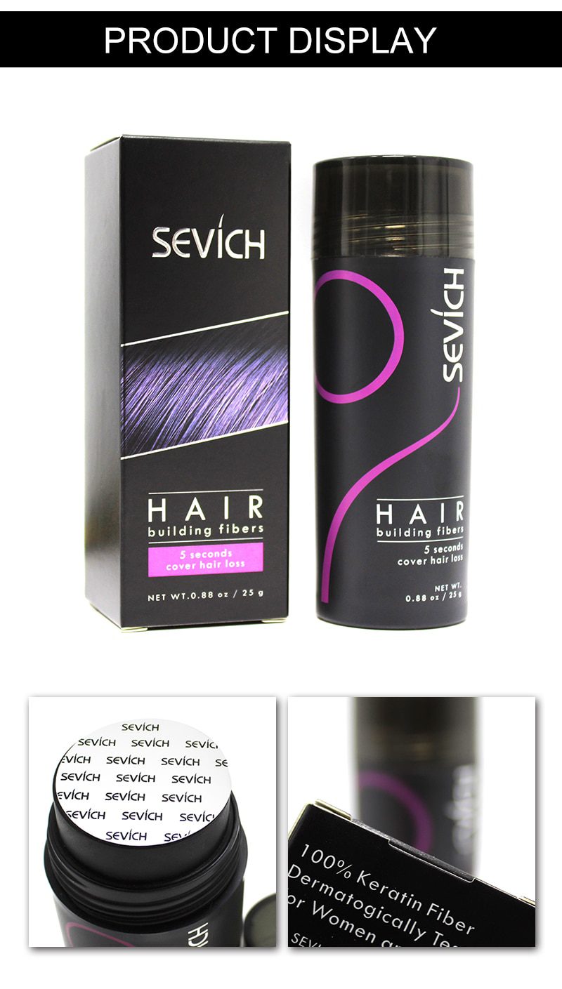 Sevich 25g hair building fibers powder hair loss products bald extension thicken hair spray jar keratin