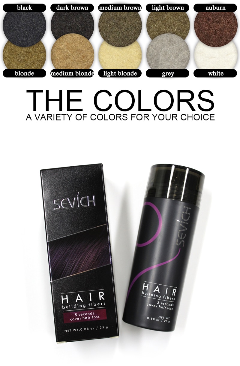 Sevich 25g hair building fibers powder hair loss products bald extension thicken hair spray jar keratin