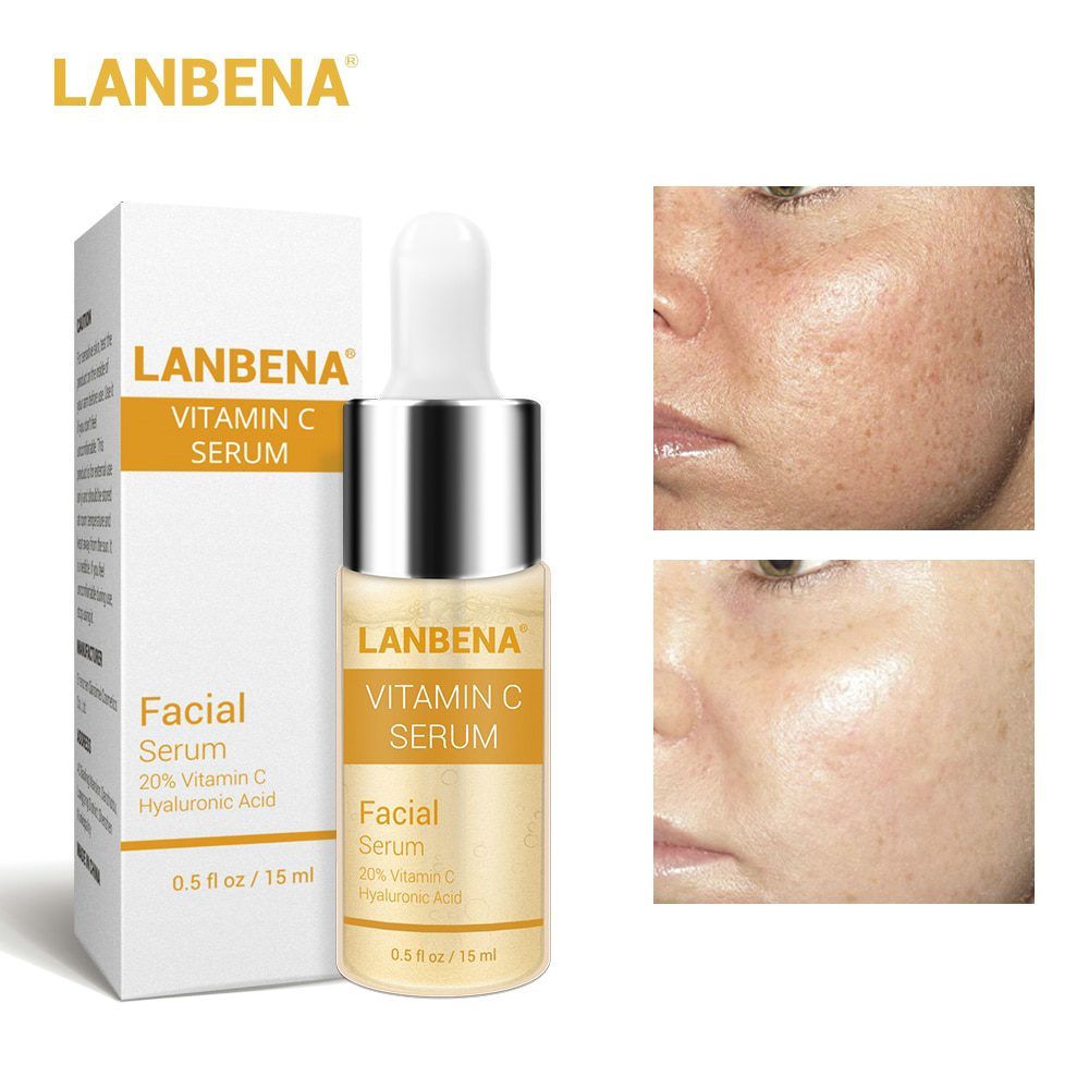 LANBENA Vitamin C +Six Peptides Serum 24K Gold+Hyaluronic Acid Serum Anti Aging Wrinkle Moisturizing Whitening Skin Care @