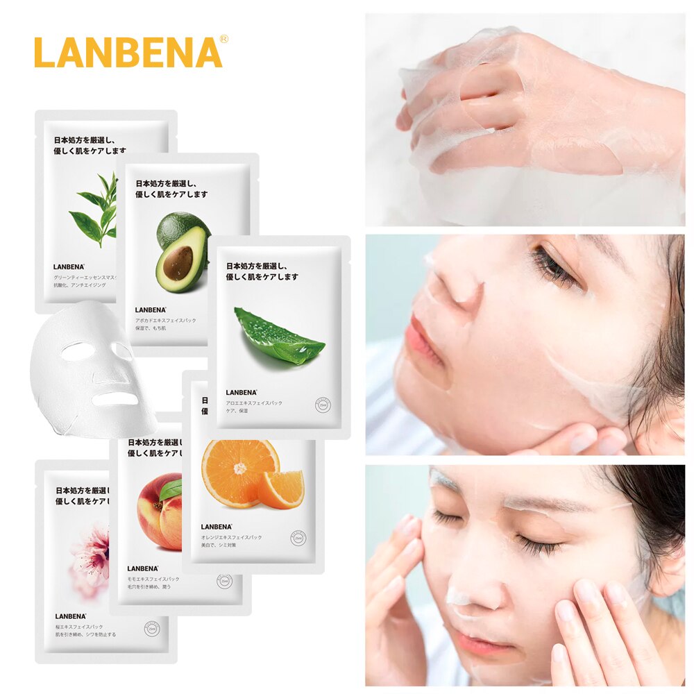 LANBENA Face Mask Fruit Facial Mask Japan Advanced Formula Whitening Moisturizing Water Locking Plant Extract Fresh Skin Care