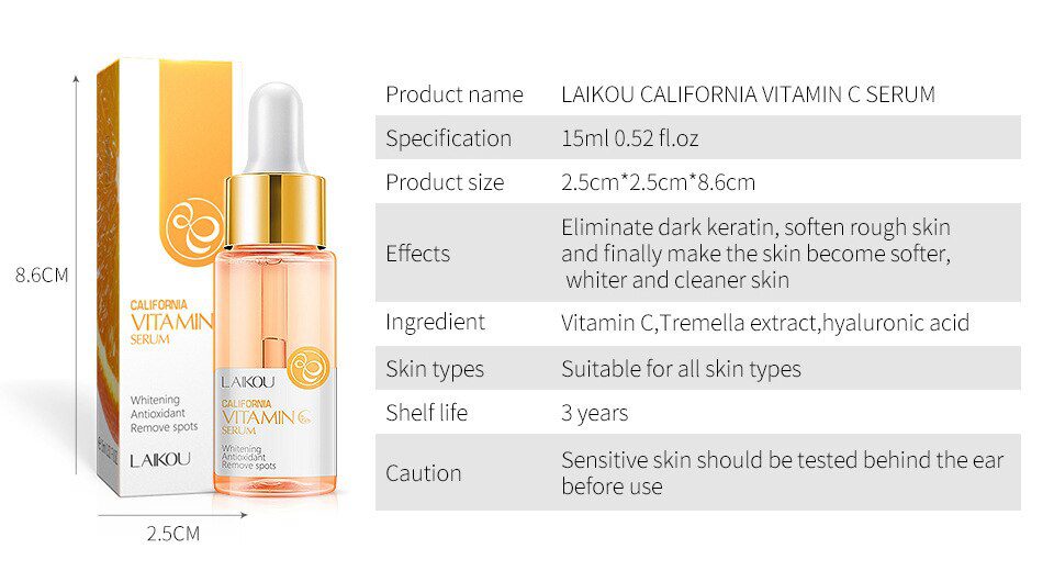 LAIKOU Vitamin C Serum VC California Whitening Antioxidant Remove Spots LANBENA Orange Essence Brighten Skin Norish Smooth