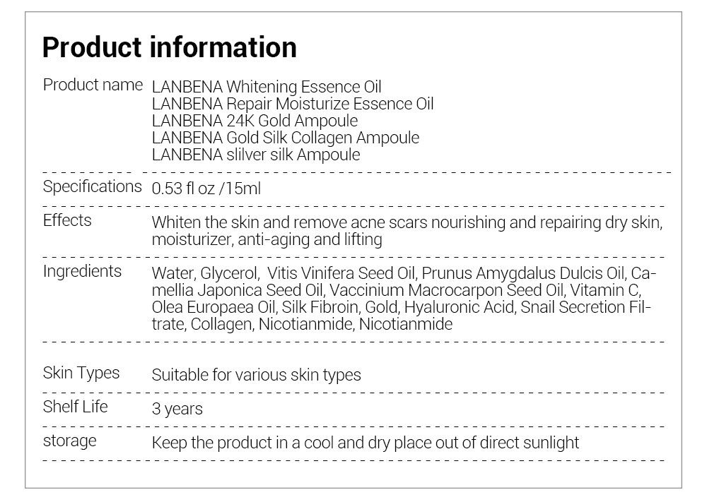 LANBENA Skin Care Face Serum Vitamina C Whitening Serum Facial Essential Oil 24k Gold Serum Essences Hyaluronic Acid Face Care
