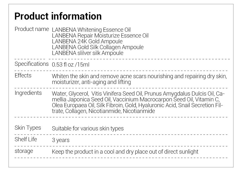 LANBENA Skin Care Face Serum Vitamina C Whitening Serum Facial Essential Oil 24k Gold Serum Essences Hyaluronic Acid Face Care