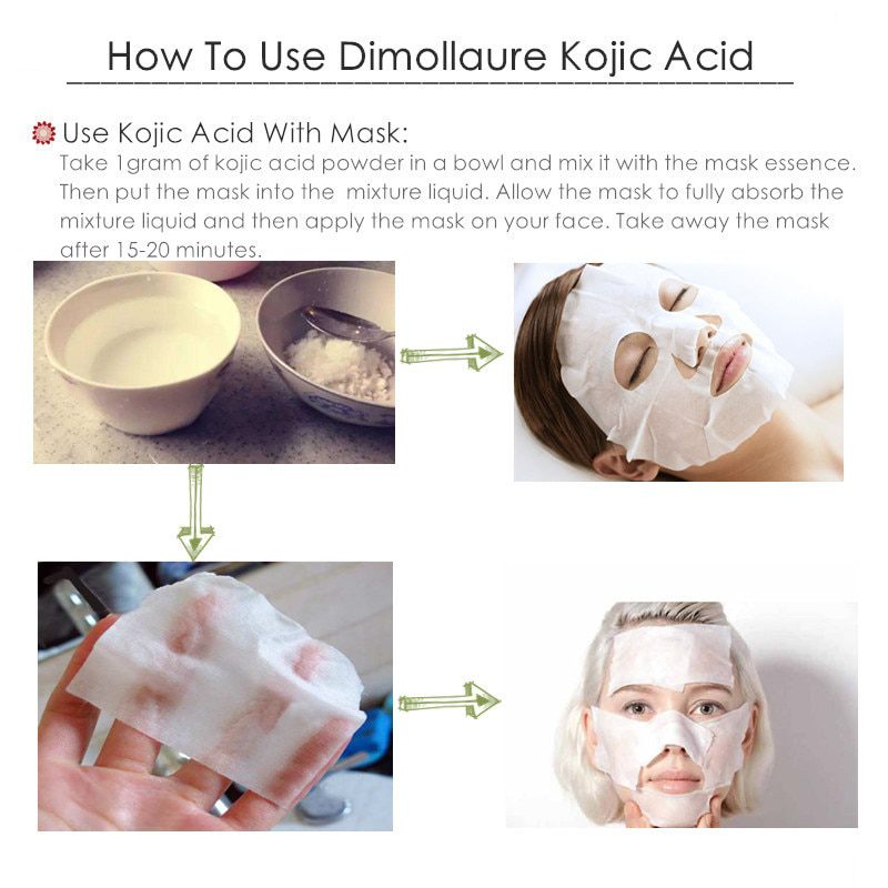 Dimollaure 50g pure 99% Kojic Acid powder face care whitening cream remove Freckle melasma Acne Spots pigment sunburn Melanin