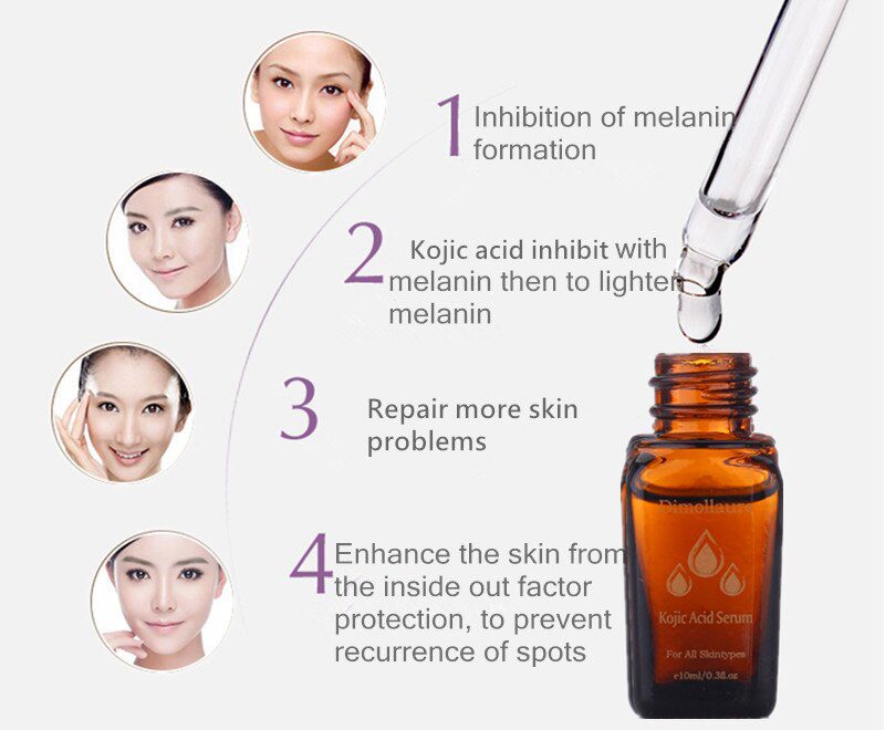 Dimollaure Strong effect whitening cream +Kojic acid serum Remove Freckle melasma pigment Melanin sunburn Acne scars brown Spot