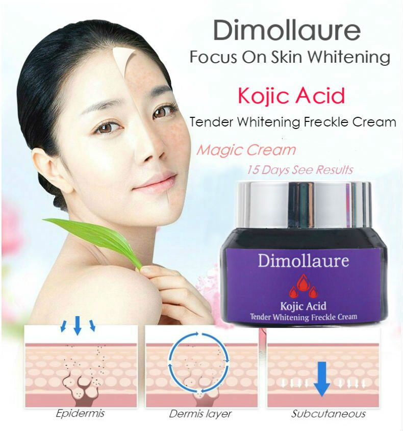 Dimollaure Kojic acid Whitening Cream Retinol Vitamin A serum Remove Freckle melasma pigment Melanin Acne scar dark Spots