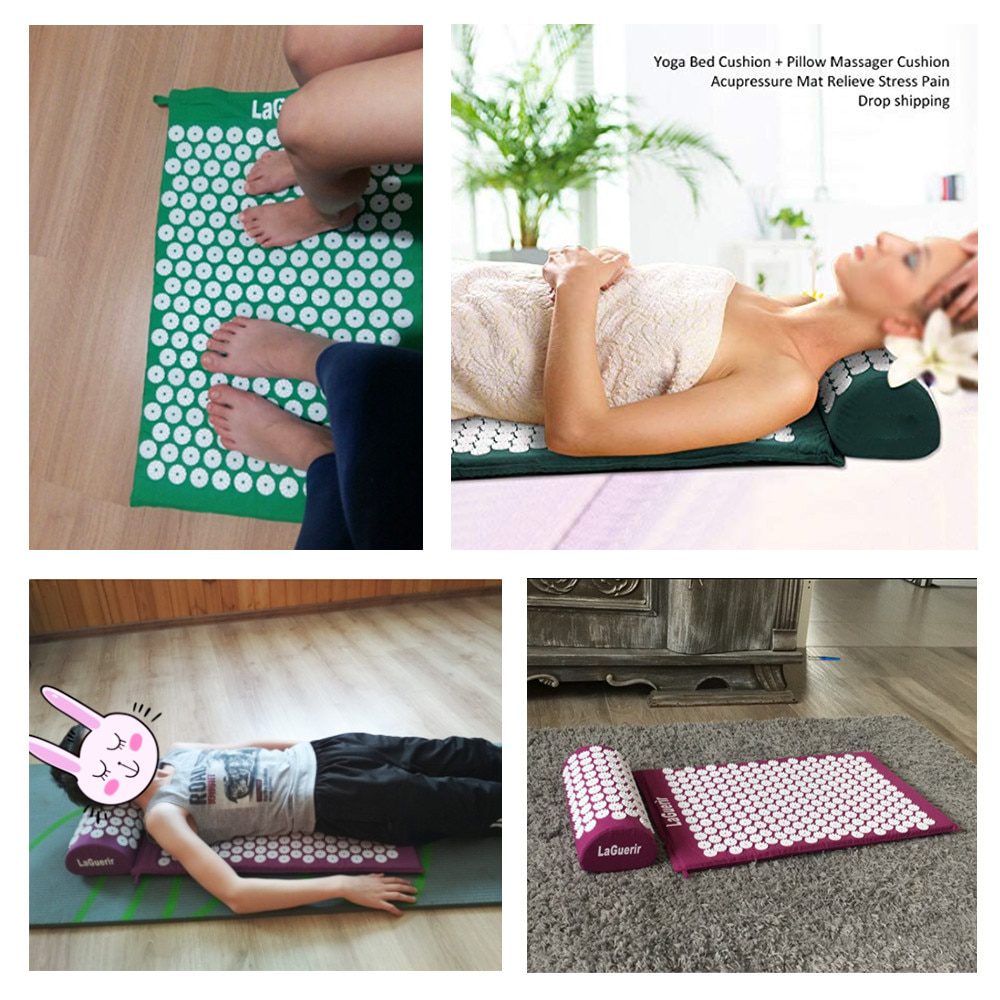 Massager Cushion Acupuncture Sets Relieve Stress Back Pain Acupressure Mat/Pillow Massage Mat Rose Spike Massage and Relaxation