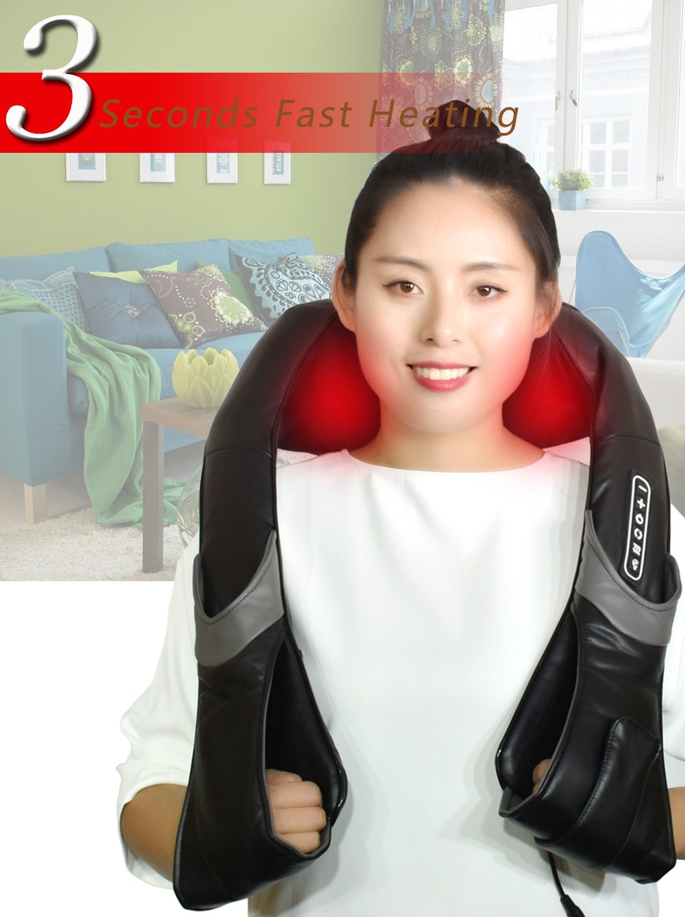 Electric Neck Roller Massager for Back Pain Shiatsu Infrared lamp Massage Pillow  Gua Sha Products Body Health Care Relaxation