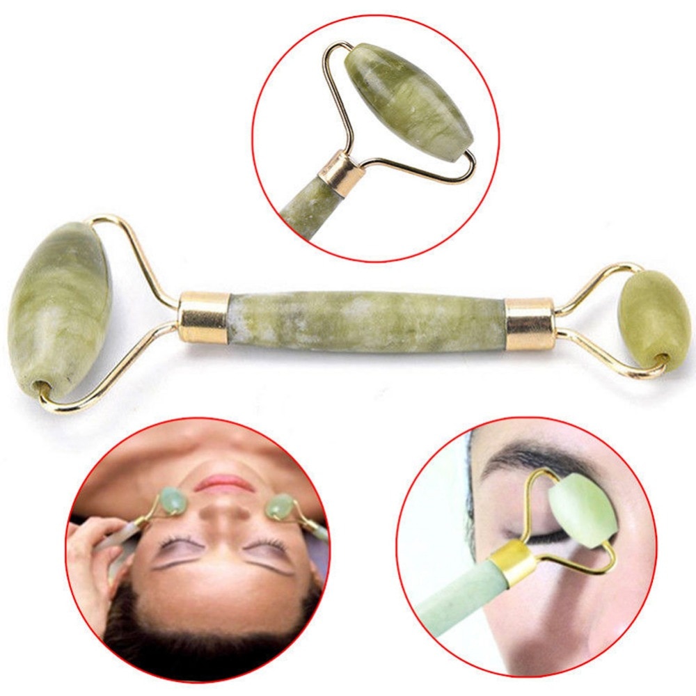 2pcs Facial Massage Jade Roller Face Neck Natural Stone Health Care Body Jade Gua Sha Board Beauty Tool Set #281270