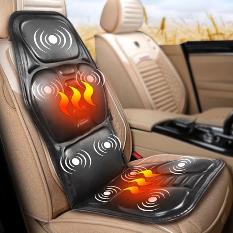 KLASVSA Electric Portable Heating Vibrating Back Massager Chair In Cussion Car Home Office Lumbar Neck Mattress Pain Relief