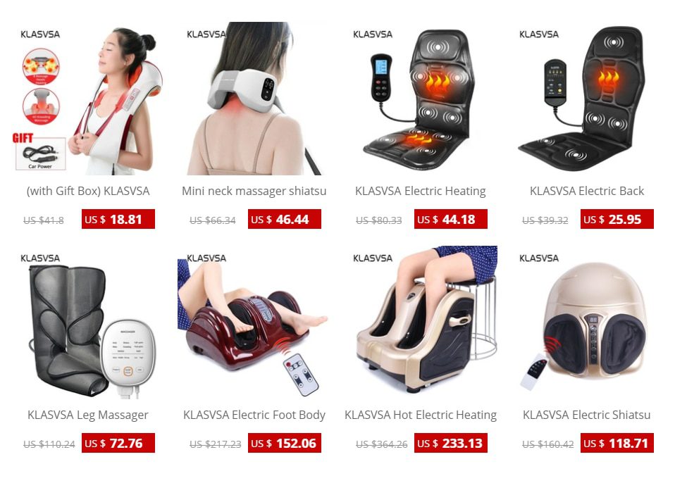 KLASVSA Electric Portable Heating Vibrating Back Massager Chair In Cussion Car Home Office Lumbar Neck Mattress Pain Relief