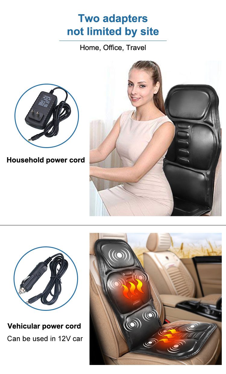 KLASVSA Electric Portable Heating Vibrating Back Massager Chair In Cussion Car Home Office Lumbar Neck Mattress Pain Relief