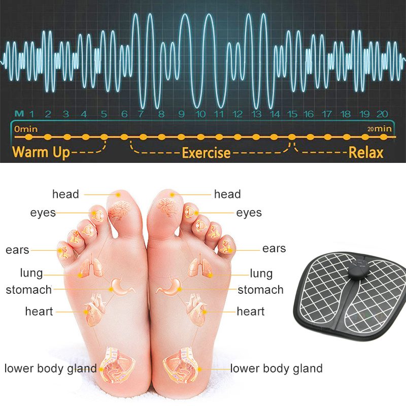 Electric EMS Foot Massager ABS Physiotherapy Revitalizing Pedicure Tens Foot Vibrator Wireless Feet Muscle Stimulator Unisex