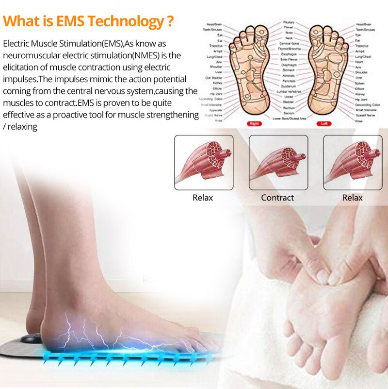 Electric EMS Foot Massager ABS Physiotherapy Revitalizing Pedicure Tens Foot Vibrator Wireless Feet Muscle Stimulator Unisex