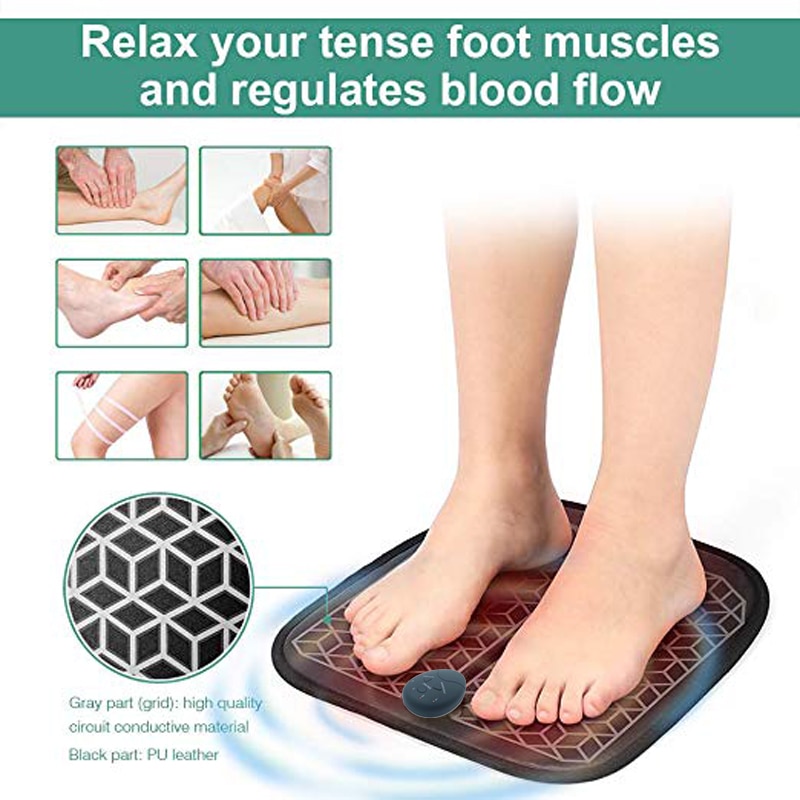 Electric EMS Foot Massager ABS Physiotherapy Revitalizing Pedicure Tens Foot Vibrator Wireless Feet Muscle Stimulator Unisex