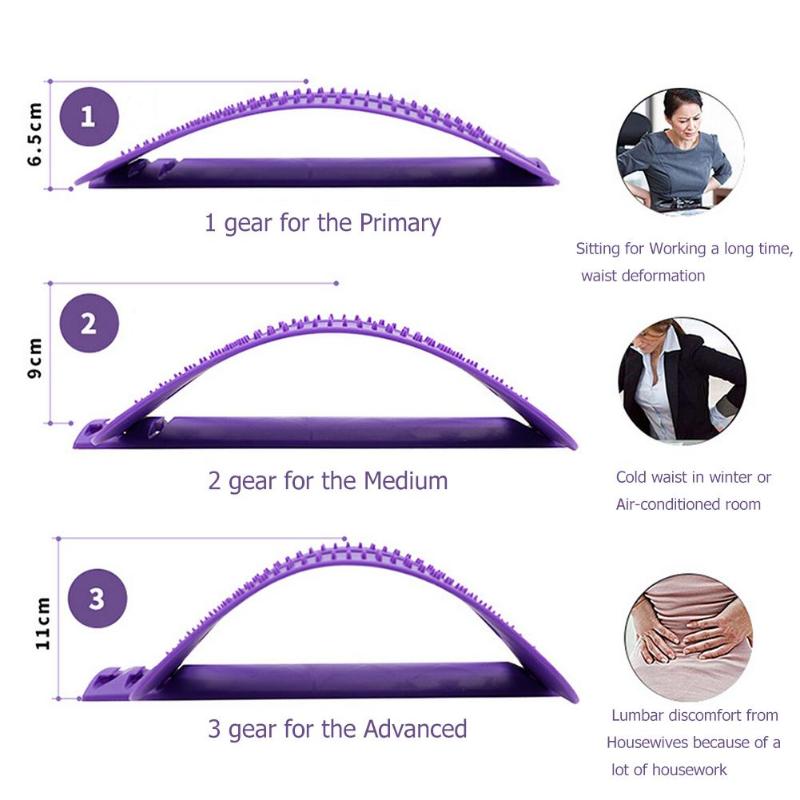 1pc Back Stretch Equipment Massager Magic Stretcher Fitness Lumbar Support Relaxation Spine Pain Relief Corrector Health Care