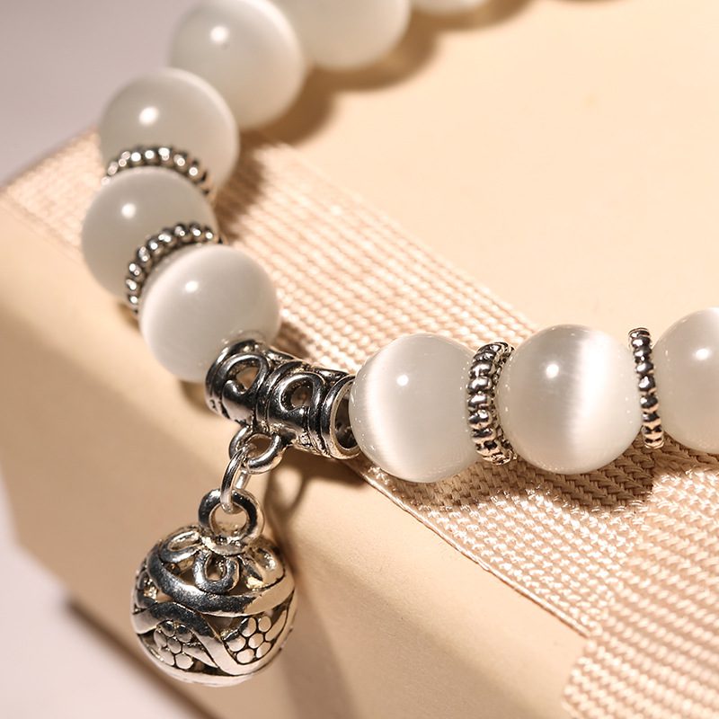 Weight Loss Magnet White Cat Eye Beads Bracelet with Lucky Pendant Therapy Bracelet Anklet Weight Loss Product Health Care