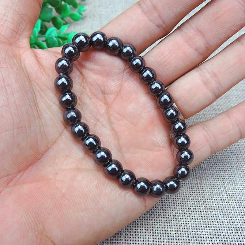 1PCS Unisex Luxury Slimming Bracelet Weight Loss Round Black Stone Magnetic Therapy Bracelet Health Care