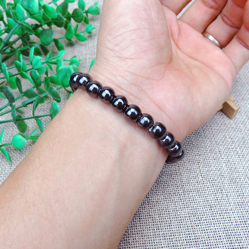 1PCS Unisex Luxury Slimming Bracelet Weight Loss Round Black Stone Magnetic Therapy Bracelet Health Care