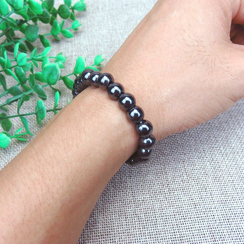 1PCS Unisex Luxury Slimming Bracelet Weight Loss Round Black Stone Magnetic Therapy Bracelet Health Care