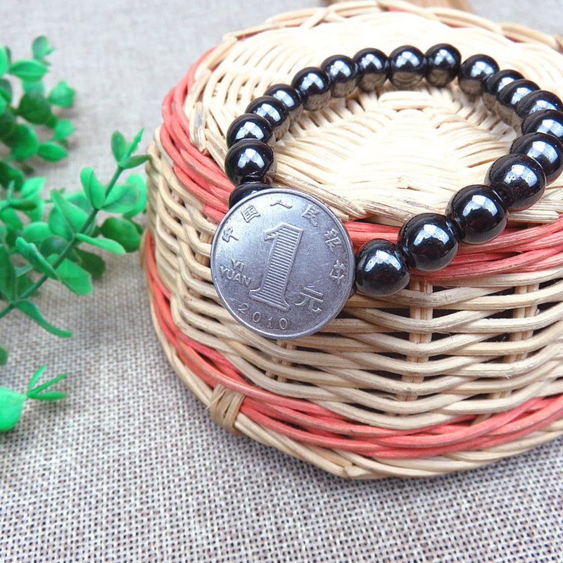 1PCS Unisex Luxury Slimming Bracelet Weight Loss Round Black Stone Magnetic Therapy Bracelet Health Care