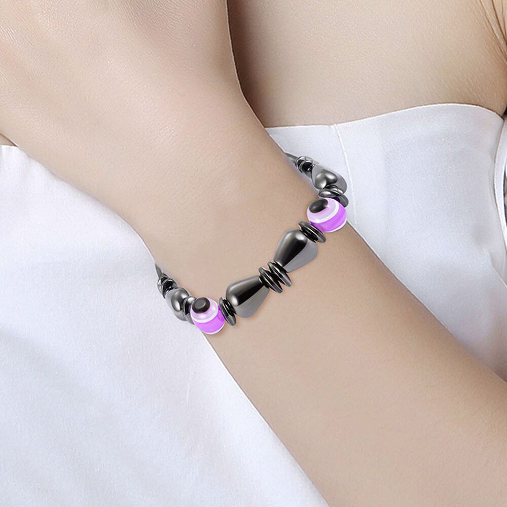 1Pc Magnet Bracelet Slimming Weight Loss Bracelet Slimming Hand Chain Round Hematite Magnetic Stone Therapy Jewelry Health Care