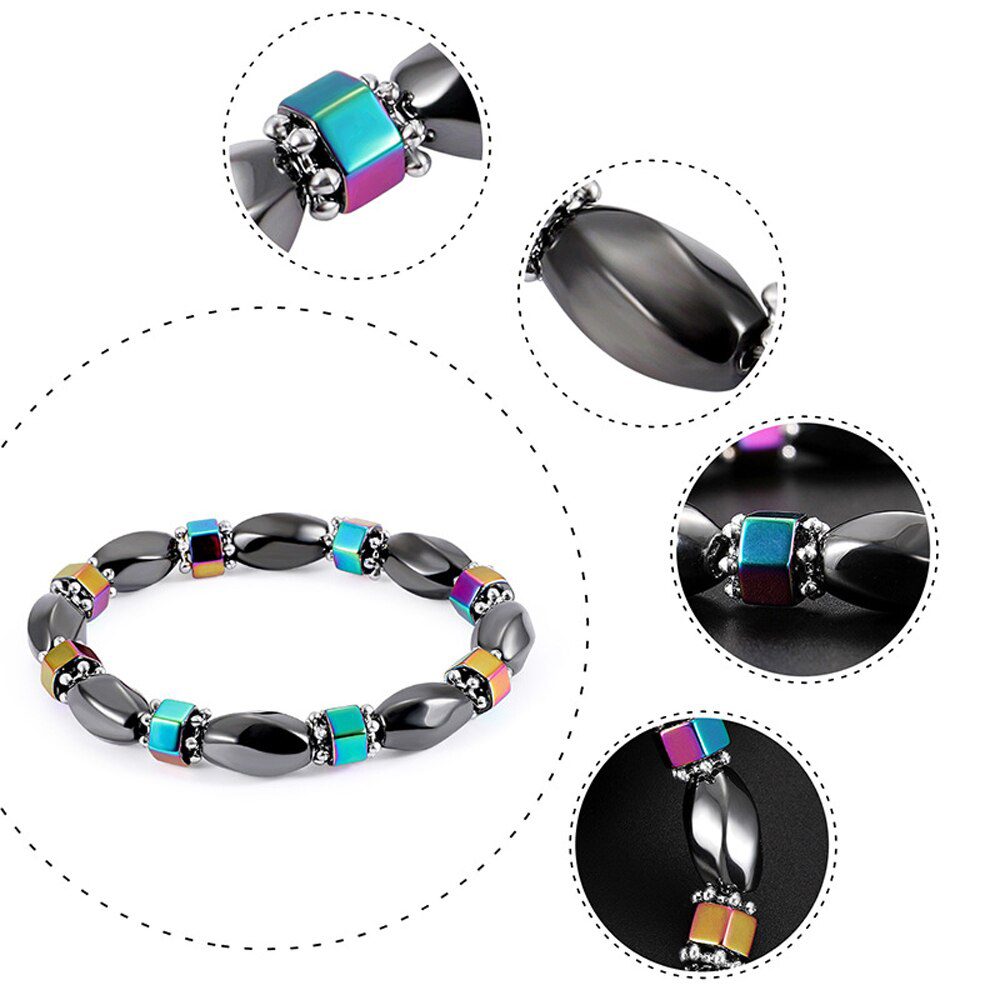 1Pc Magnet Bracelet Slimming Weight Loss Bracelet Slimming Hand Chain Round Hematite Magnetic Stone Therapy Jewelry Health Care