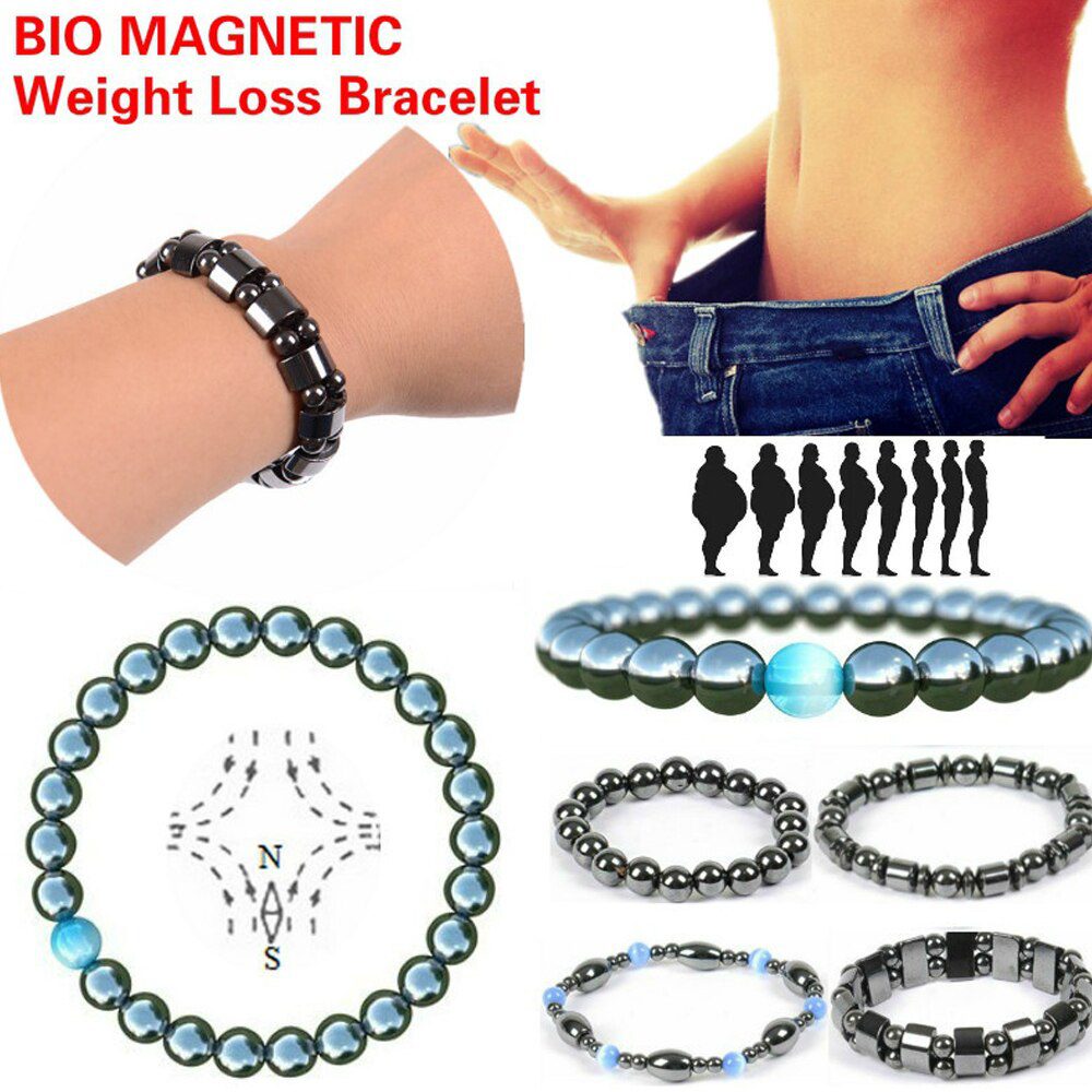 1Pc Magnet Bracelet Slimming Weight Loss Bracelet Slimming Hand Chain Round Hematite Magnetic Stone Therapy Jewelry Health Care