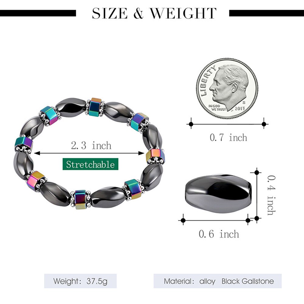 1Pc Magnet Bracelet Slimming Weight Loss Bracelet Slimming Hand Chain Round Hematite Magnetic Stone Therapy Jewelry Health Care