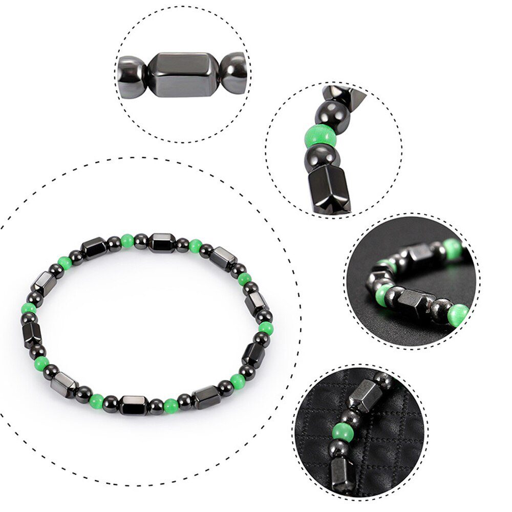 1Pc Magnet Bracelet Slimming Weight Loss Bracelet Slimming Hand Chain Round Hematite Magnetic Stone Therapy Jewelry Health Care