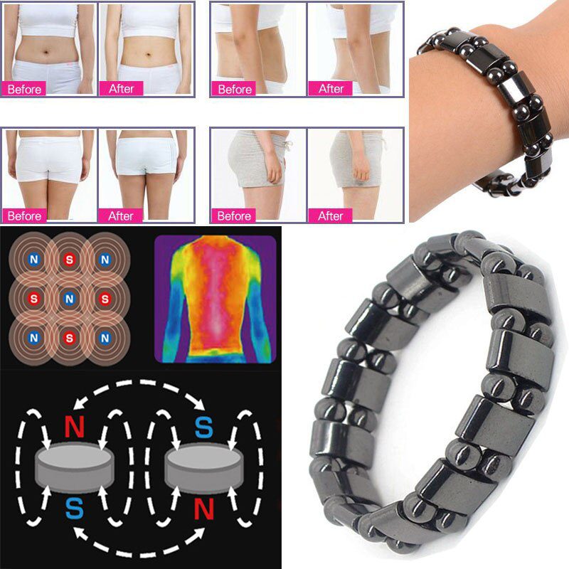 Adjustable Magnetic therapy Weight Loss Round Black Stone Bracelet Stimulating Acupoints Therapy Fat Burning Slim Healthcare