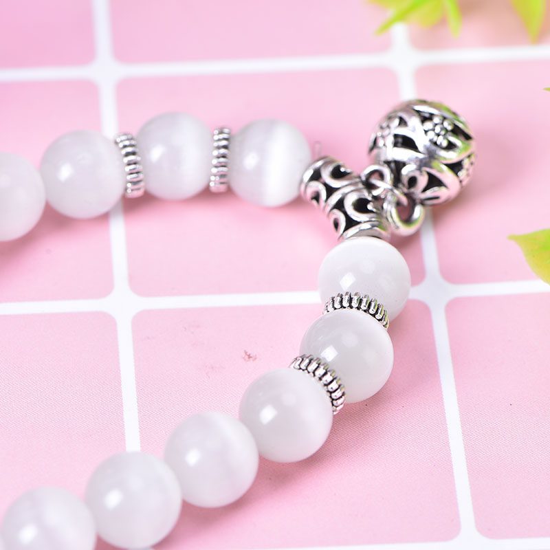 Health Care Weight Loss Magnet White Cat Eye Beads Bracelet with Lucky Pendant Therapy Bracelet Anklet Weight Loss Product