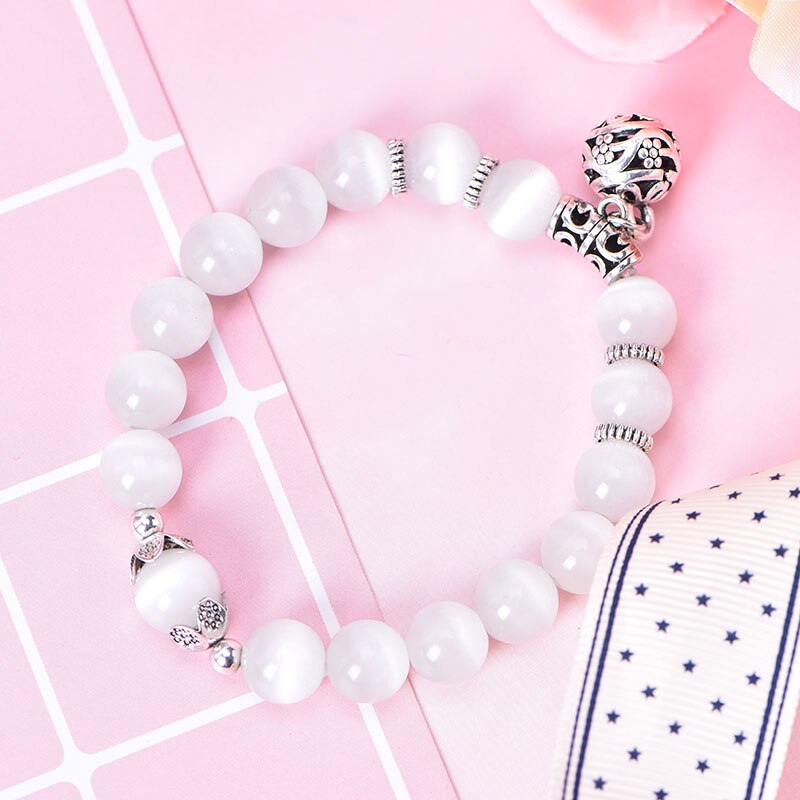 Health Care Weight Loss Magnet White Cat Eye Beads Bracelet with Lucky Pendant Therapy Bracelet Anklet Weight Loss Product