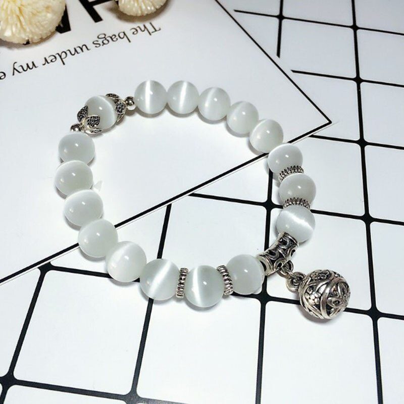 Health Care Weight Loss Magnet White Cat Eye Beads Bracelet with Lucky Pendant Therapy Bracelet Anklet Weight Loss Product