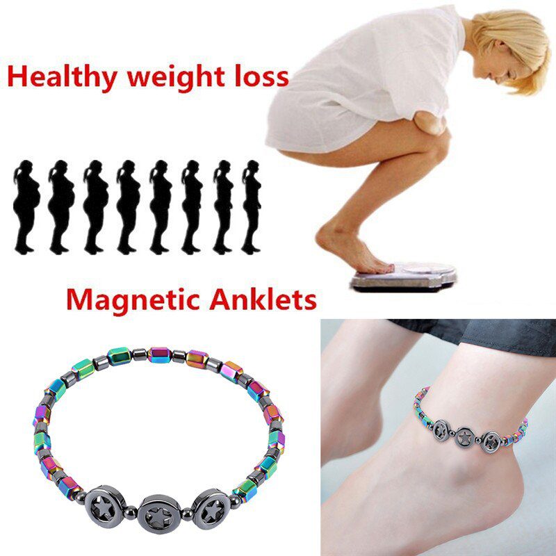 Mixed Color Weight Loss Round Stone Magnetic Therapy Bracelet Health Care Magnetic Hematite Ankle Chain For Men Women #294137