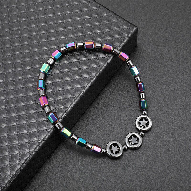 Mixed Color Weight Loss Round Stone Magnetic Therapy Bracelet Health Care Magnetic Hematite Ankle Chain For Men Women #294137