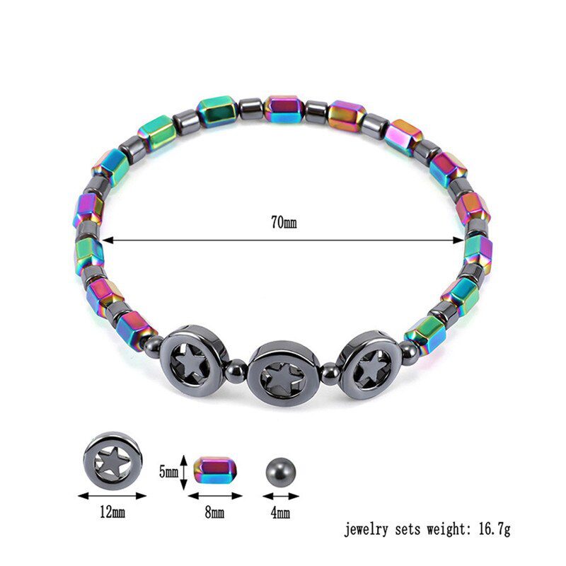 Mixed Color Weight Loss Round Stone Magnetic Therapy Bracelet Health Care Magnetic Hematite Ankle Chain For Men Women #294137