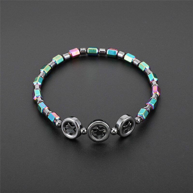 Mixed Color Weight Loss Round Stone Magnetic Therapy Bracelet Health Care Magnetic Hematite Ankle Chain For Men Women #294137