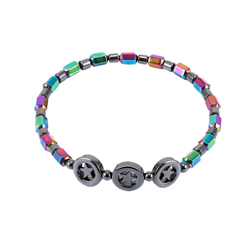 Mixed Color Weight Loss Round Stone Magnetic Therapy Bracelet Health Care Magnetic Hematite Ankle Chain For Men Women #294137